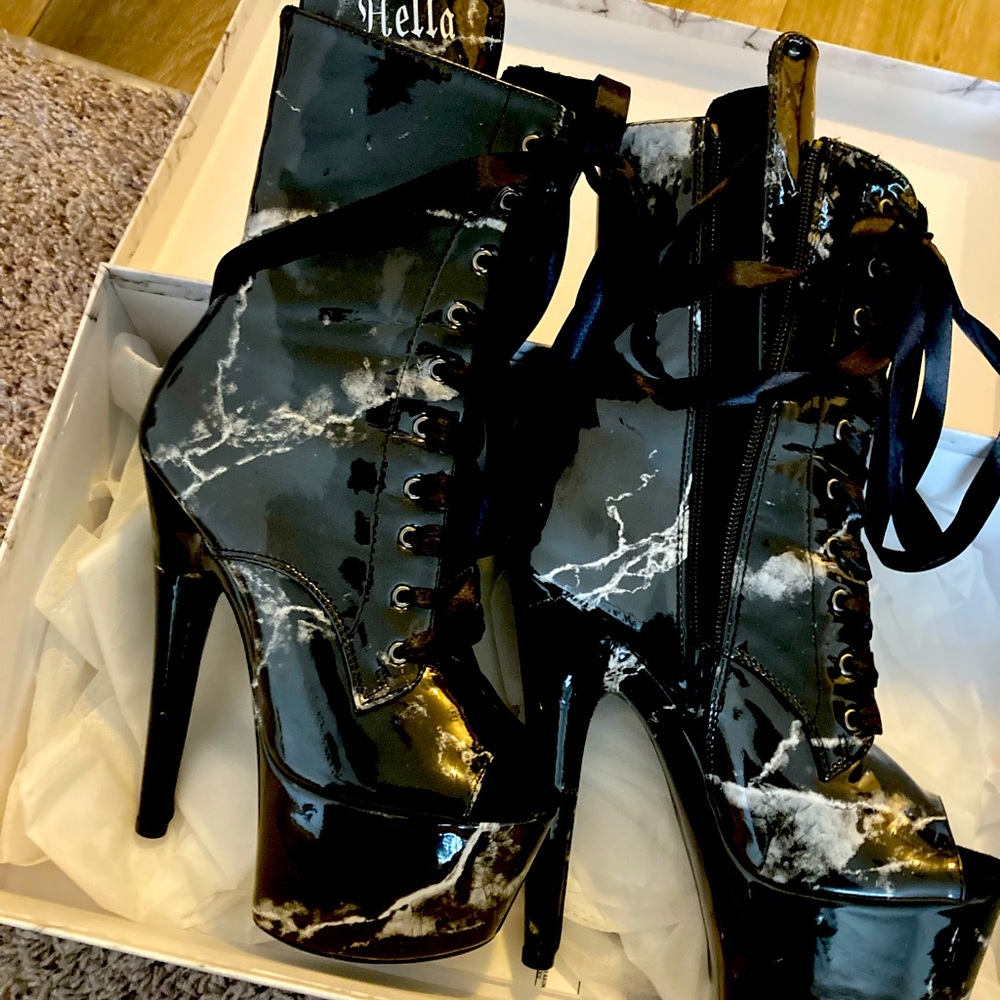 Stripper platform boots open toe